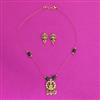 Antique Temple Pendant Set With Matte Gold Plating