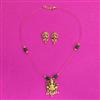 Antique Temple Pendant Set With Matte Gold Plating