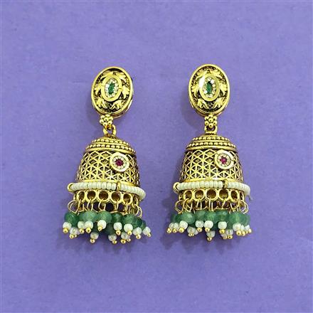 Antique Jhumki With Matte Gold Plating