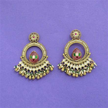 Antique Moti Earring With Matte Gold Plating