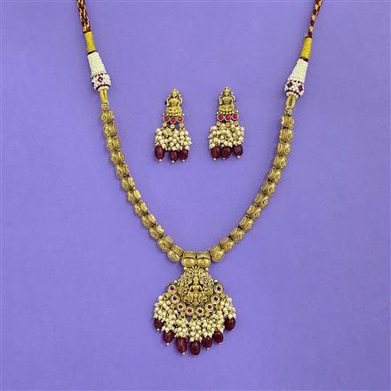 Antique South Indian Necklace With Matte Gold Plating
