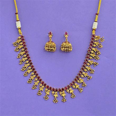 Antique South Indian Necklace With Matte Gold Plating