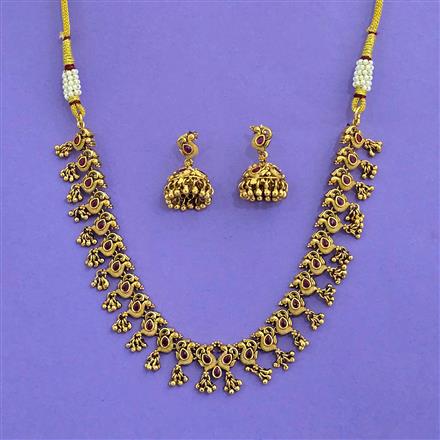 Antique South Indian Necklace With Matte Gold Plating