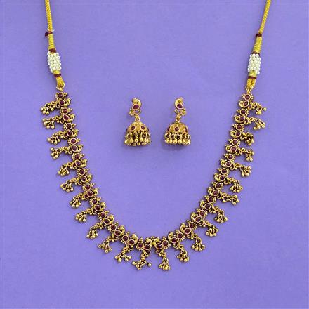 Antique South Indian Necklace With Matte Gold Plating