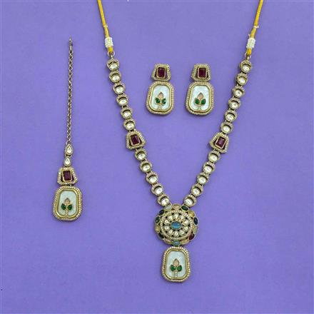 Antique Classic Necklace With Mehndi Plating