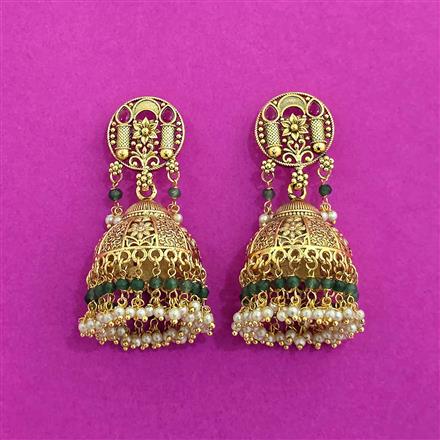 Antique Jhumki With Matte Gold Plating