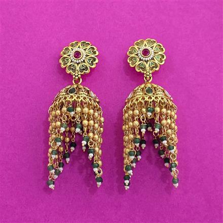 Antique Jhumki With Matte Gold Plating
