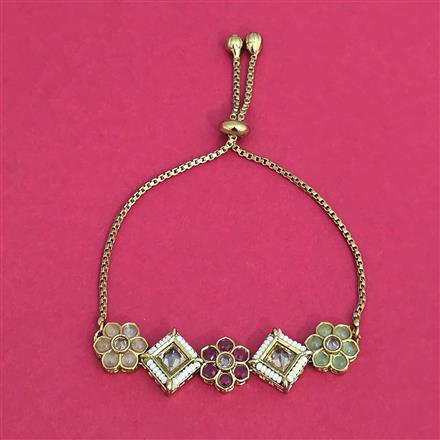 Antique Adjustable Bracelet With Mehndi Plating