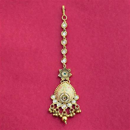 Antique Meenakari Tikka With Matte Gold Plating