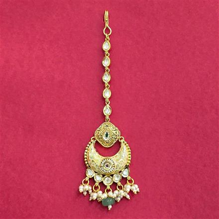 Antique Meenakari Tikka With Matte Gold Plating