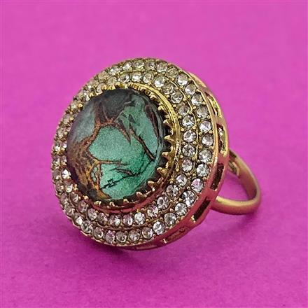 Antique Adjustable Ring With Mehndi Plating