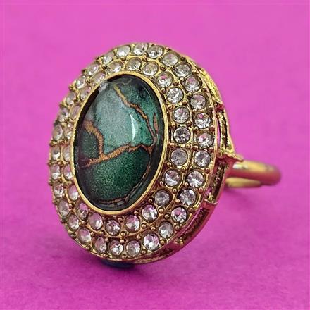 Antique Adjustable Ring With Mehndi Plating