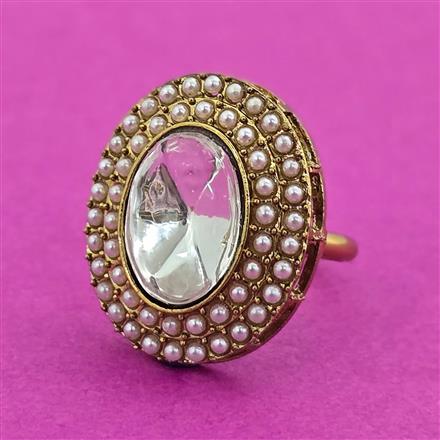 Antique Adjustable Ring With Mehndi Plating
