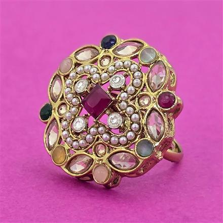 Antique Adjustable Ring With Mehndi Plating