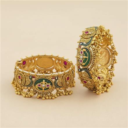 Antique Openable Bangles With Matte Gold Plating