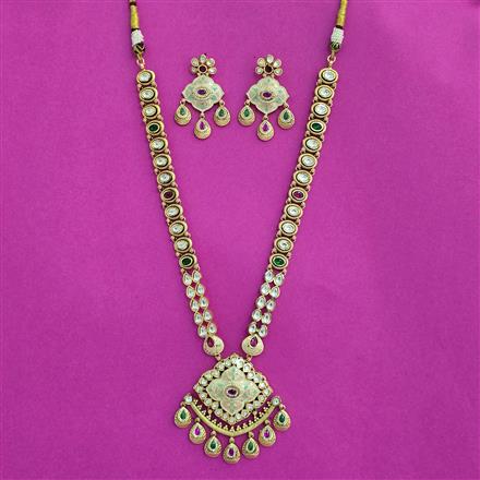 Antique Meenakari Necklace With Matte Gold Plating