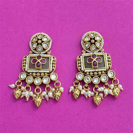Antique Moti Earring With Matte Gold Plating