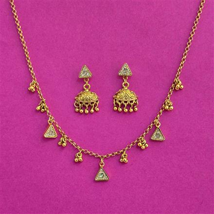 Antique Delicate Necklace Set With Matte Gold Plating