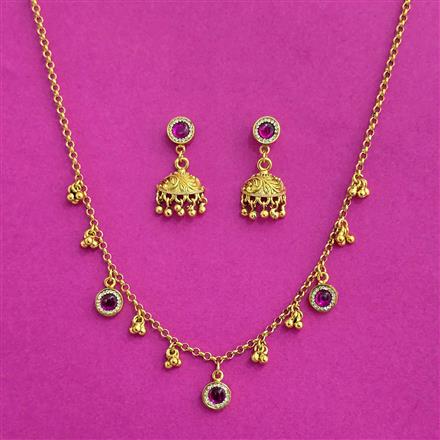 Antique Delicate Necklace Set With Matte Gold Plating