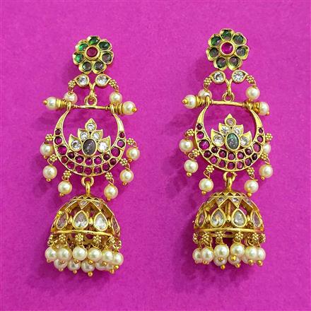 Antique Jhumki With Matte Gold Plating