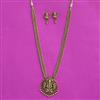 Antique Long Necklace Set With Matte Gold Plating