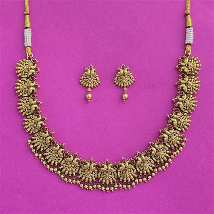 Antique South Indian Necklace Set With Matte Gold Plating