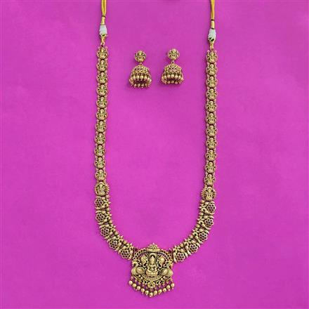 Antique South Indian Necklace Set With Matte Gold Plating