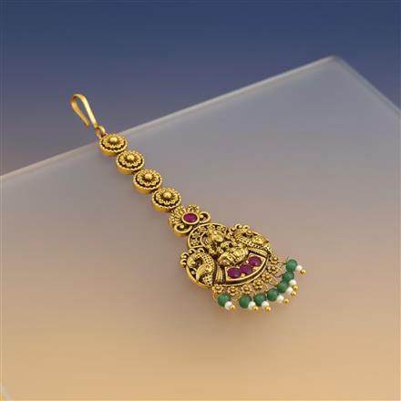 Antique Temple Tikka With Matte Gold Plating