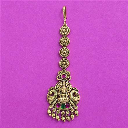 Antique Temple Tikka With Matte Gold Plating
