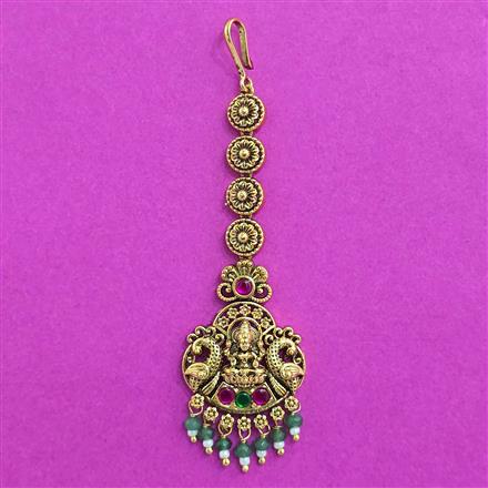 Antique Temple Tikka With Matte Gold Plating