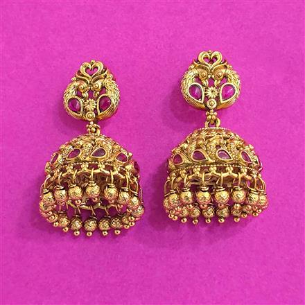 Antique Jhumki With Matte Gold Plating