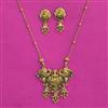 Antique Temple Pendant Set With Matte Gold Plating