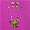Antique Temple Pendant Set With Matte Gold Plating
