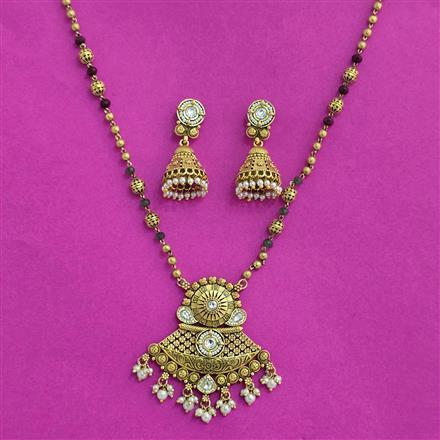 Antique Classic Pendant Set With Matte Gold Plating