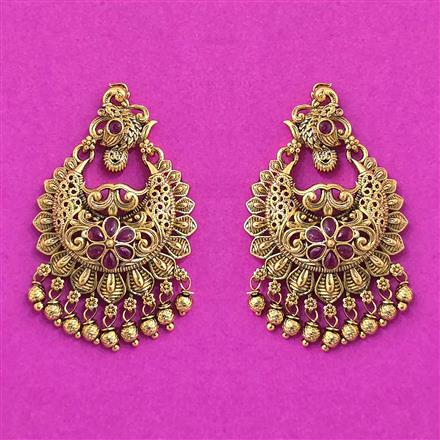 Antique Peacock Earring With Matte Gold Plating
