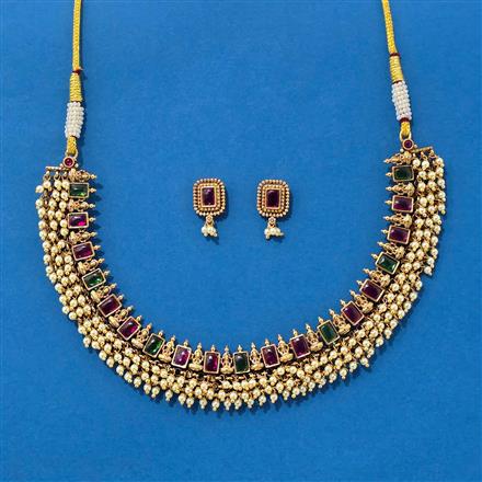 Antique Temple Necklace With Matte Gold Plating