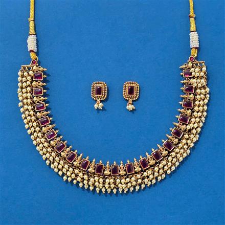 Antique Temple Necklace With Matte Gold Plating
