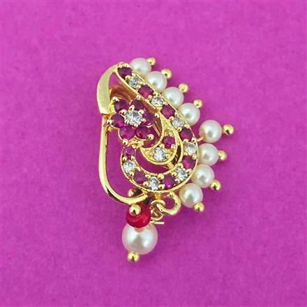 Antique Moti Nose Ring With Gold Plating