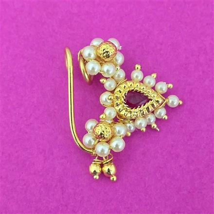 Antique Moti Nose Ring With Gold Plating