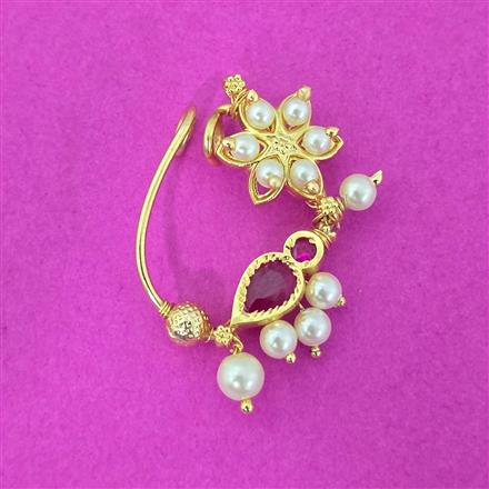Antique Moti Nose Ring With Gold Plating