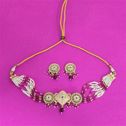 Antique Choker Necklace Set With Gold Plating
