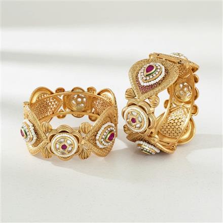 Antique Openable Bangles With Matte Gold Plating