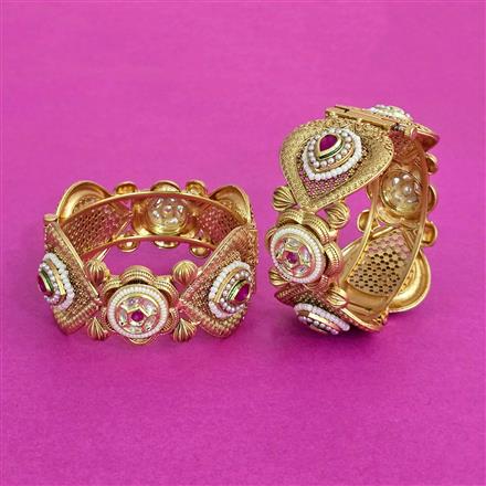 Antique Openable Bangles With Matte Gold Plating