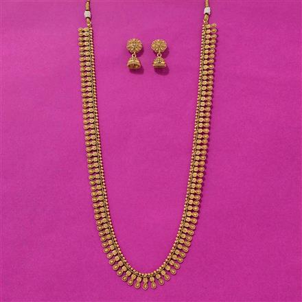 Antique Long Necklace Set With Gold Plating