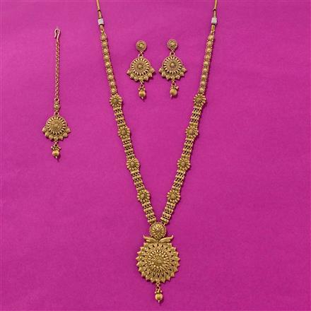 Antique Long Necklace Set With Gold Plating