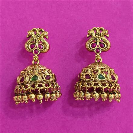Antique Jhumki With Matte Gold Plating