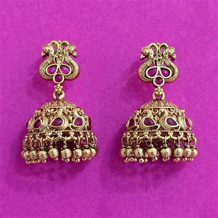 Antique Jhumki With Matte Gold Plating