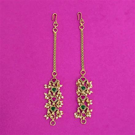 Antique Moti Ear Chain With Gold Plating