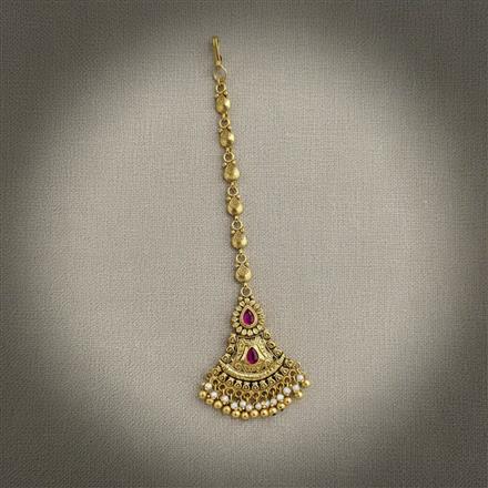 Antique Moti Tikka With Gold Plating