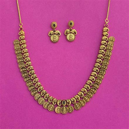 Antique South Indian Necklace Set With Matte Gold Plating